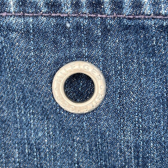 Y2K Tommy Hilfiger Signature Stripes Cropped  Button Fly Pedal Pusher Jeans 12 - Picture 5 of 8